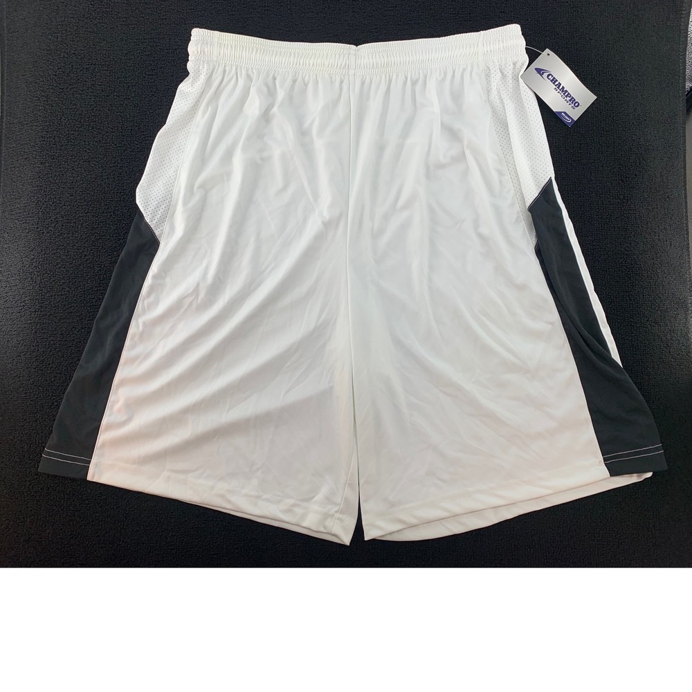 CHAMPPRO‎ SPORTS Mens XL White Black Dri-Gear Athletic Shorts 100% Polyester